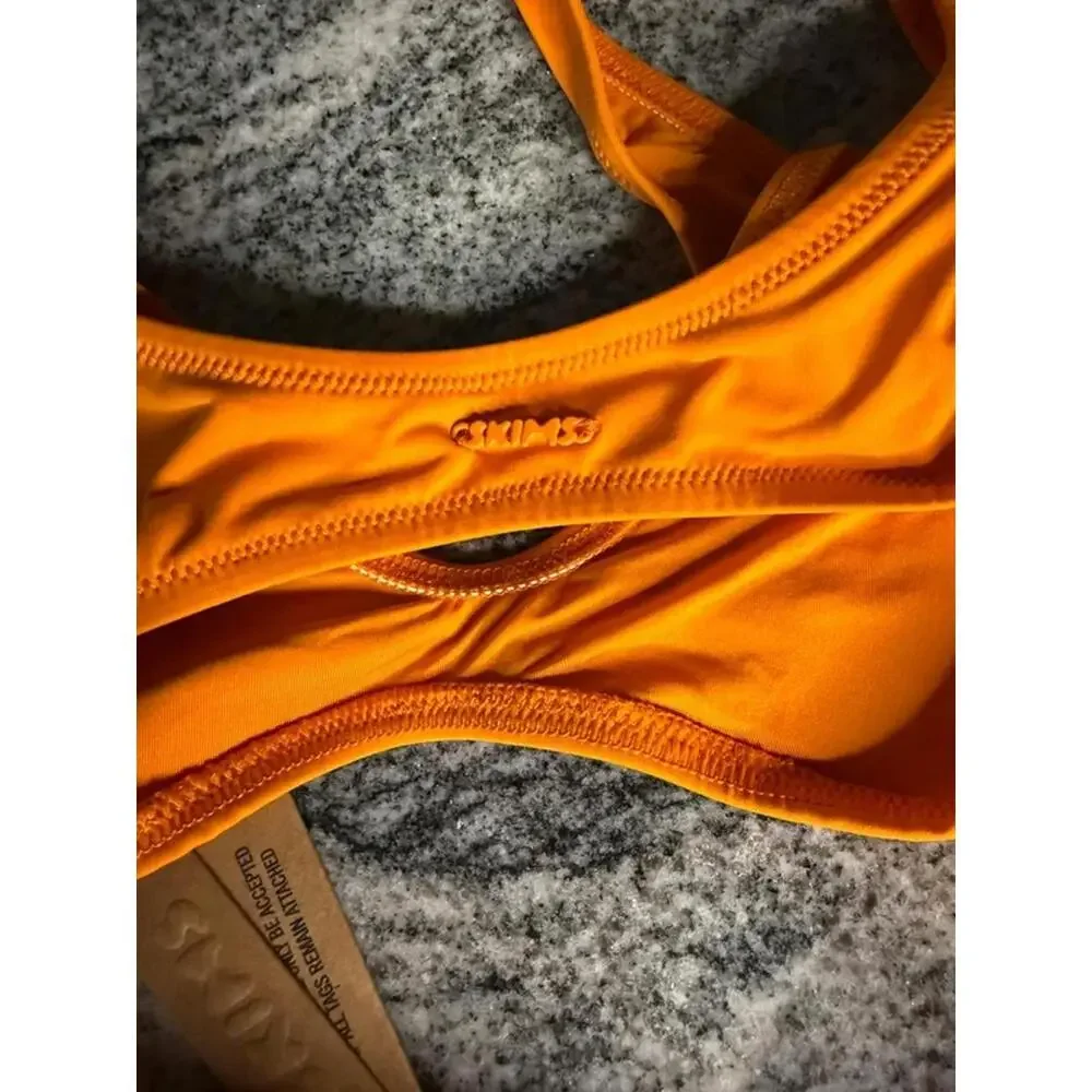 SKIMS Tangerine Bikini Set Top S Bottom M Bright Orange Swim NWT